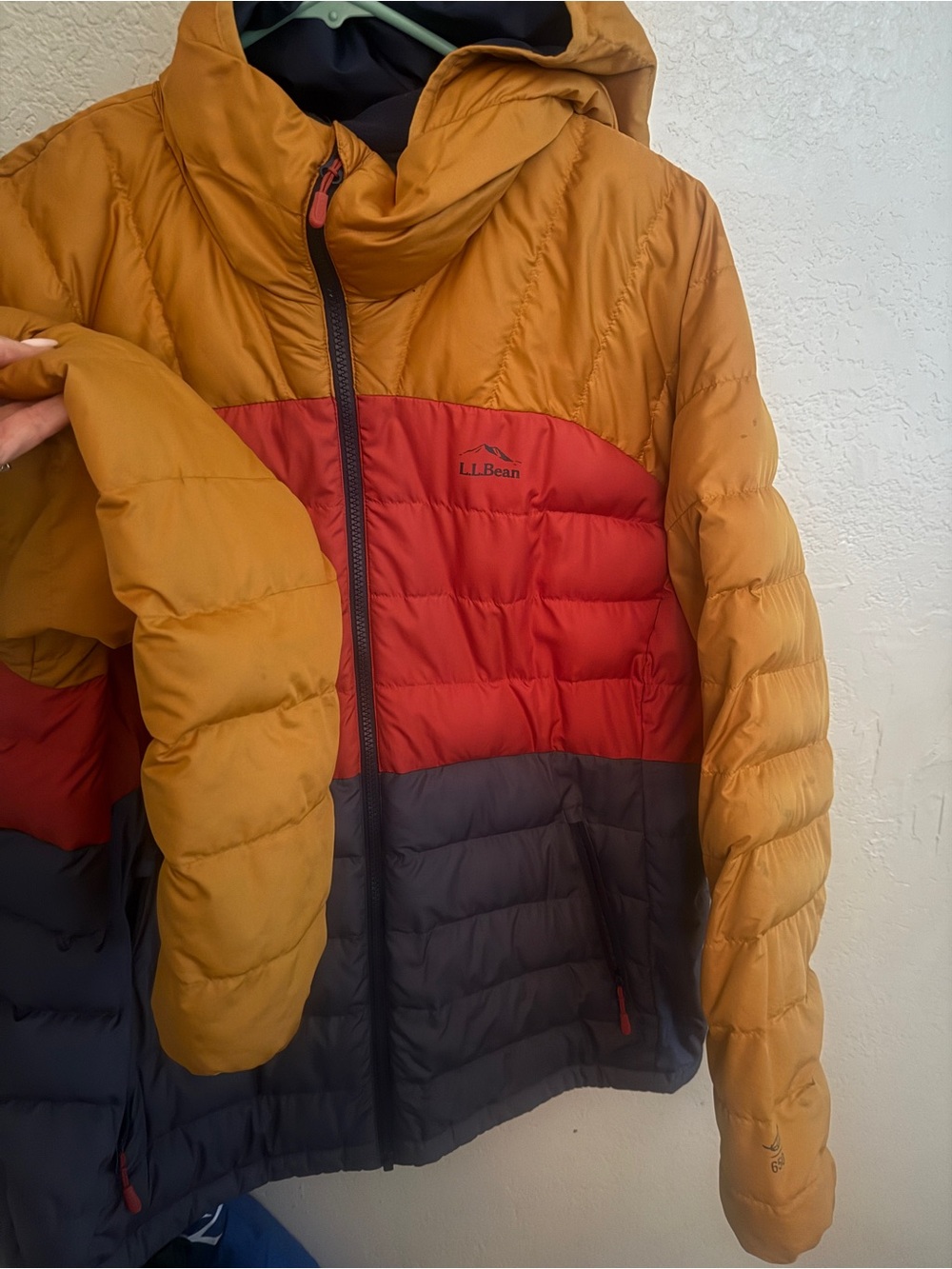 L.L. Bean Women’s Colorblock Insulated Jacket - Mustard, Red, Charcoal